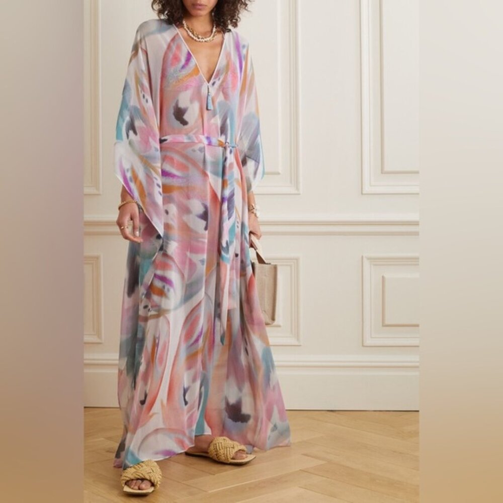Etro Abito Mare Kaftan Maxi Cover Up Dress Women's IT42 M US6 Retail $1,500.00